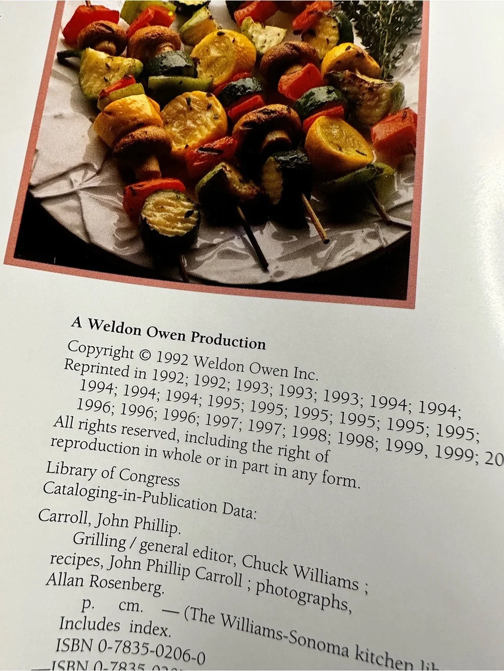 Williams Sonoma Grilling hardcover cookbook